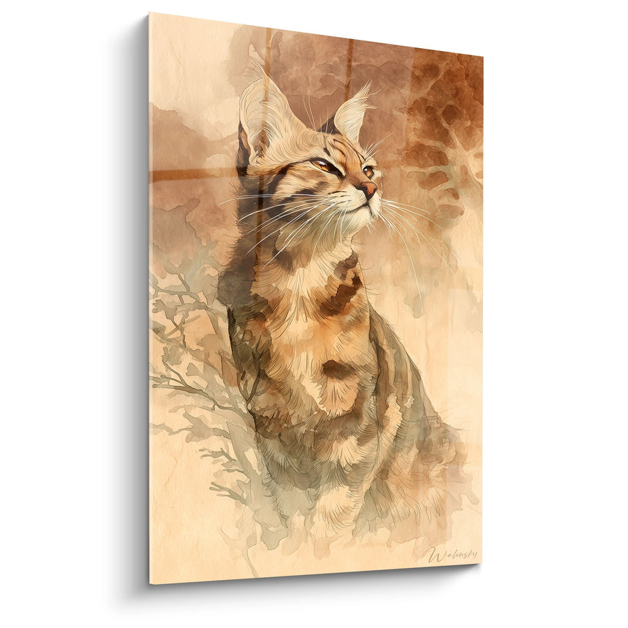Tableau Chat Sokoke Watercolor - Regard Mystique - Edition chat Sokoke