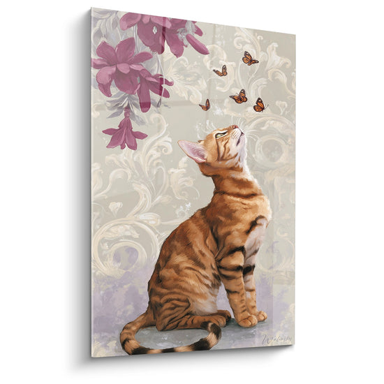 Tableau Chat Toyger aux Papillons - Jardin Féerique - Edition chat Toyger