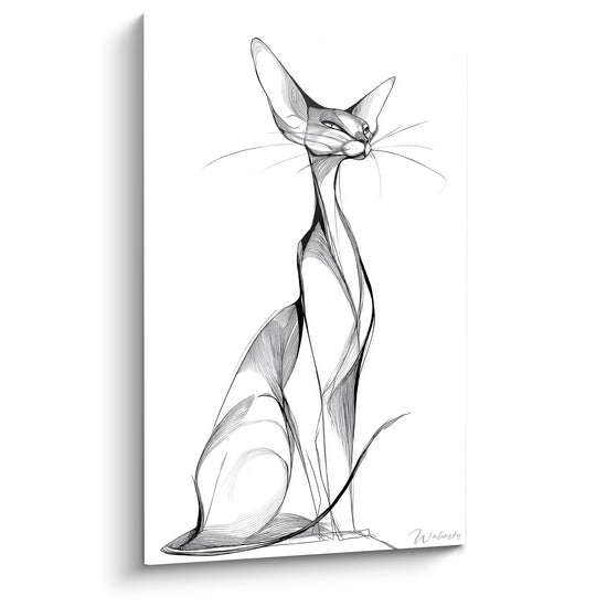 Tableau Chat Minimaliste Assis - Élégance Féline - Edition chat Serengeti