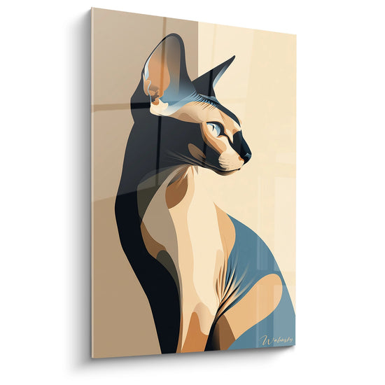 Tableau Chat Sphynx Portrait - Grâce Féline Abstraite - Edition chat Sphynx