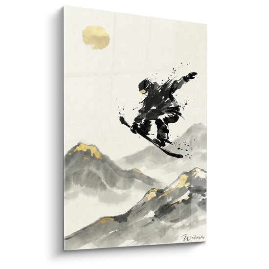 Tableau Snowboard Saut Montagne - Évasion Japonaise - Edition Snowboard