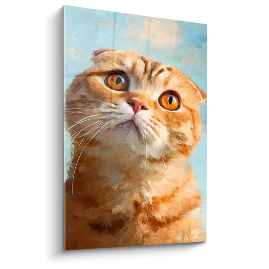Tableau Chat Scottish Fold Regard Curieux - Yeux Ambrés - Edition chat Scottish Fold
