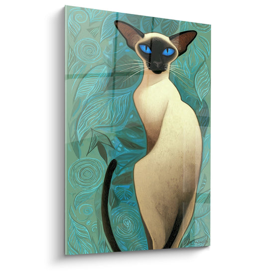 Tableau Chat Siamois aux Yeux Bleus - Élégance Tropicale - Edition chat Siamois