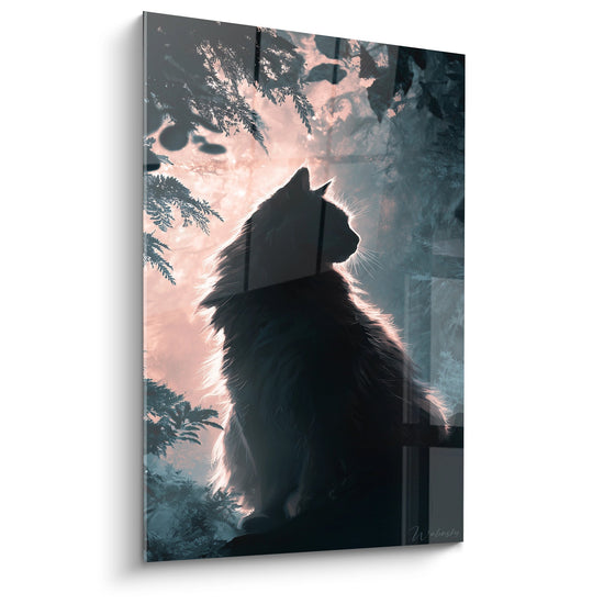 Tableau Chat Sibérien Silhouette Crépusculaire - Lumière Dorée - Edition chat Sibérien