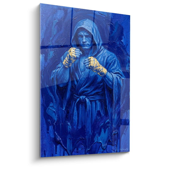 Tableau Boxeur Encapuchonné - Champion Bleu - Edition MMA