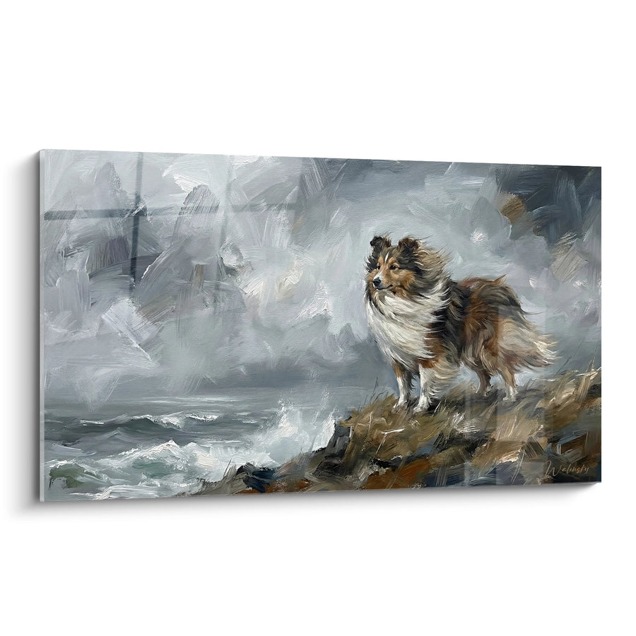 Tableau Berger des Shetland dans la Tempête - Courage face aux Éléments - Edition Berger des Shetland