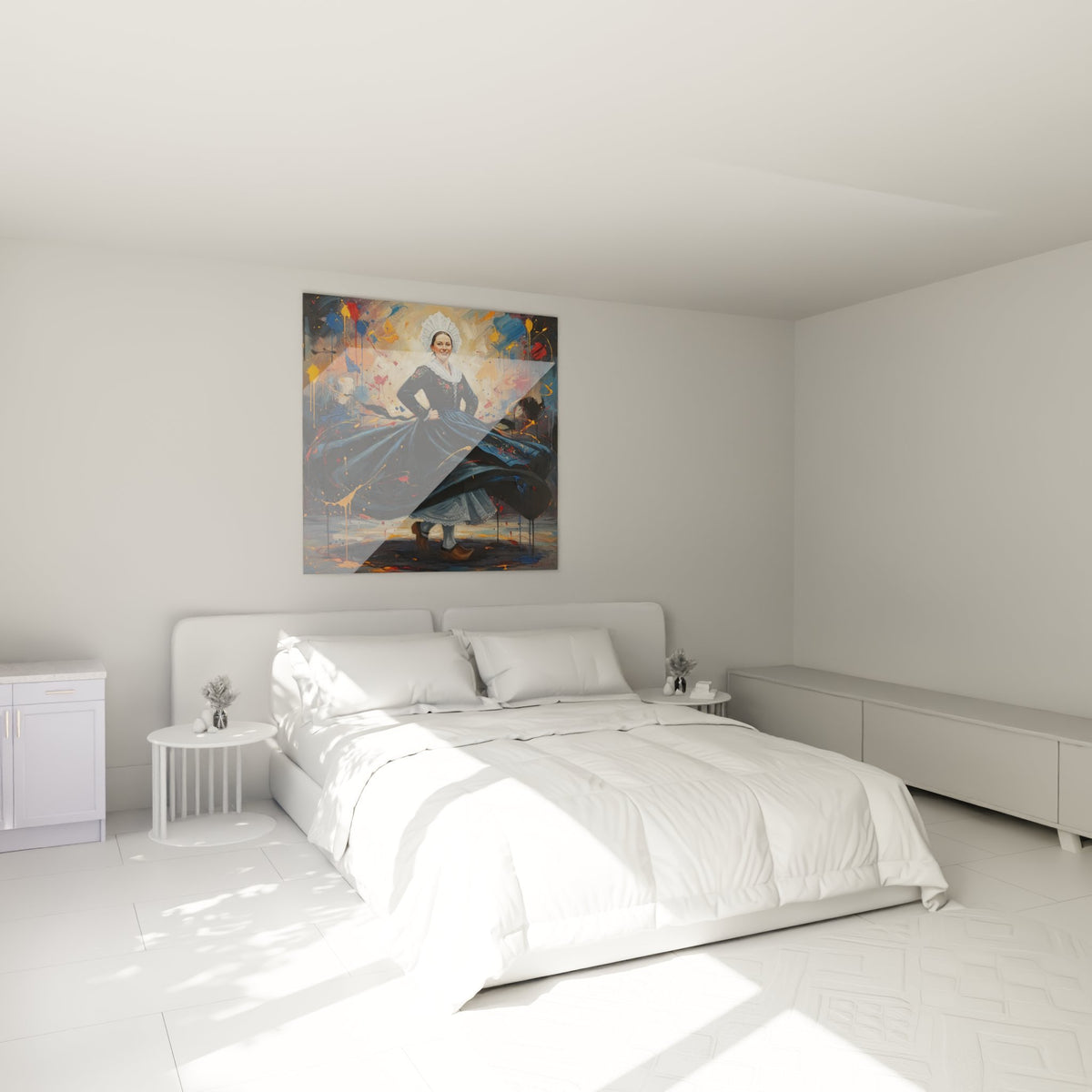 Decoration murale danseuse bretonne traditionnelle dans chambre style contemporain