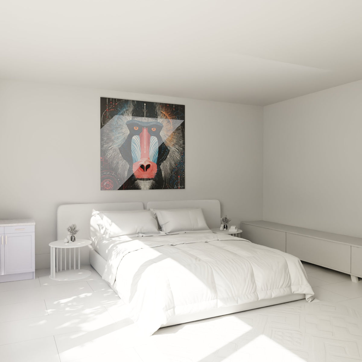 Décoration chambre avec tableau mandrill spirituel coloré - ambiance moderne et ethnique