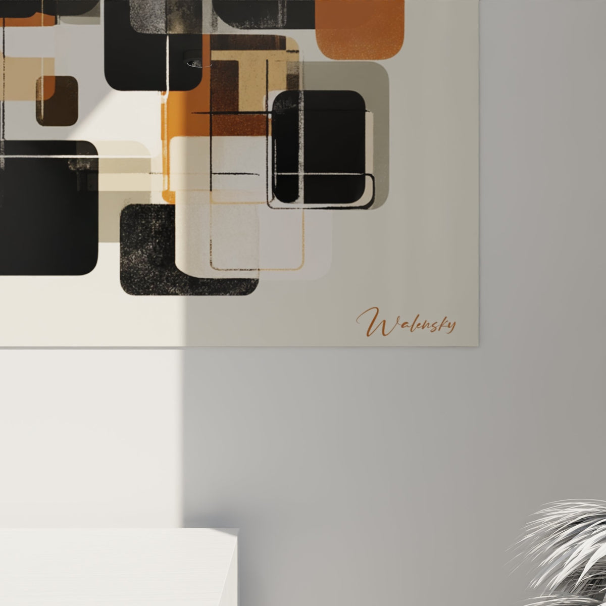 Vue ensemble tableau mural formes geometriques modernes art africain abstrait decoration interieure contemporaine