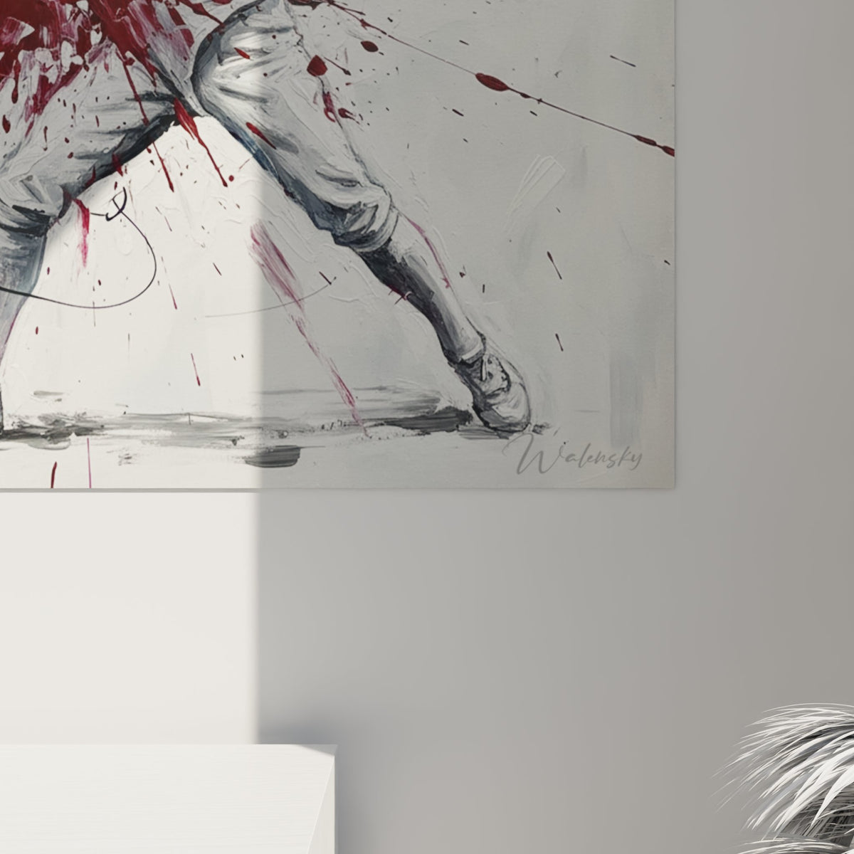 Vue ensemble tableau mural escrime art contemporain decoration interieur moderne
