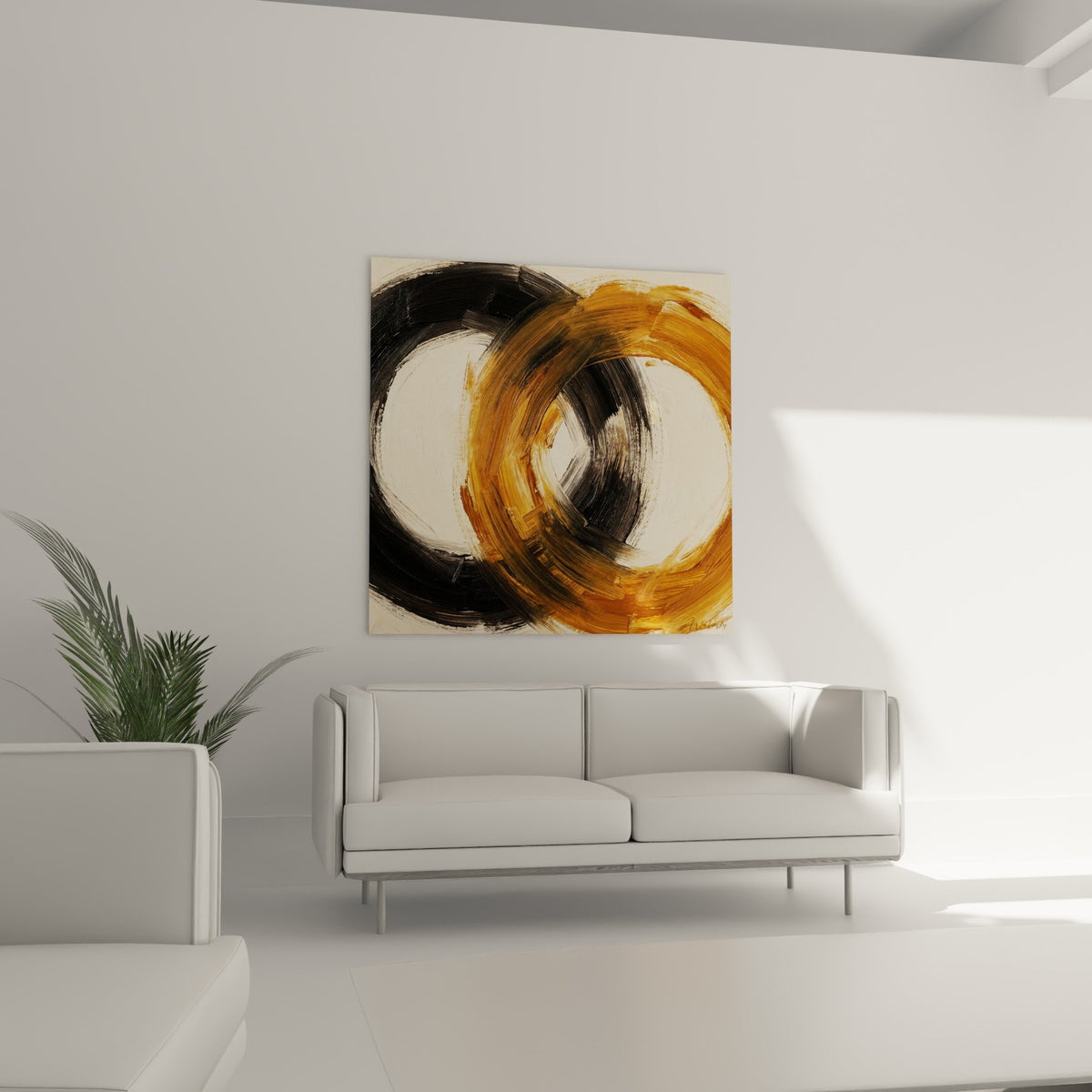 detail peinture gestuelle coups pinceau ocre noir texture matiere spirales
