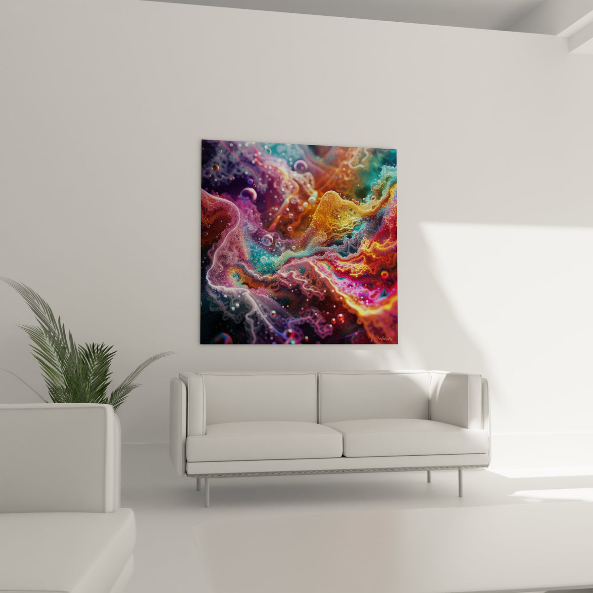 Gros plan détails connexions synaptiques bulles neurotransmetteurs couleurs cosmiques abstraites