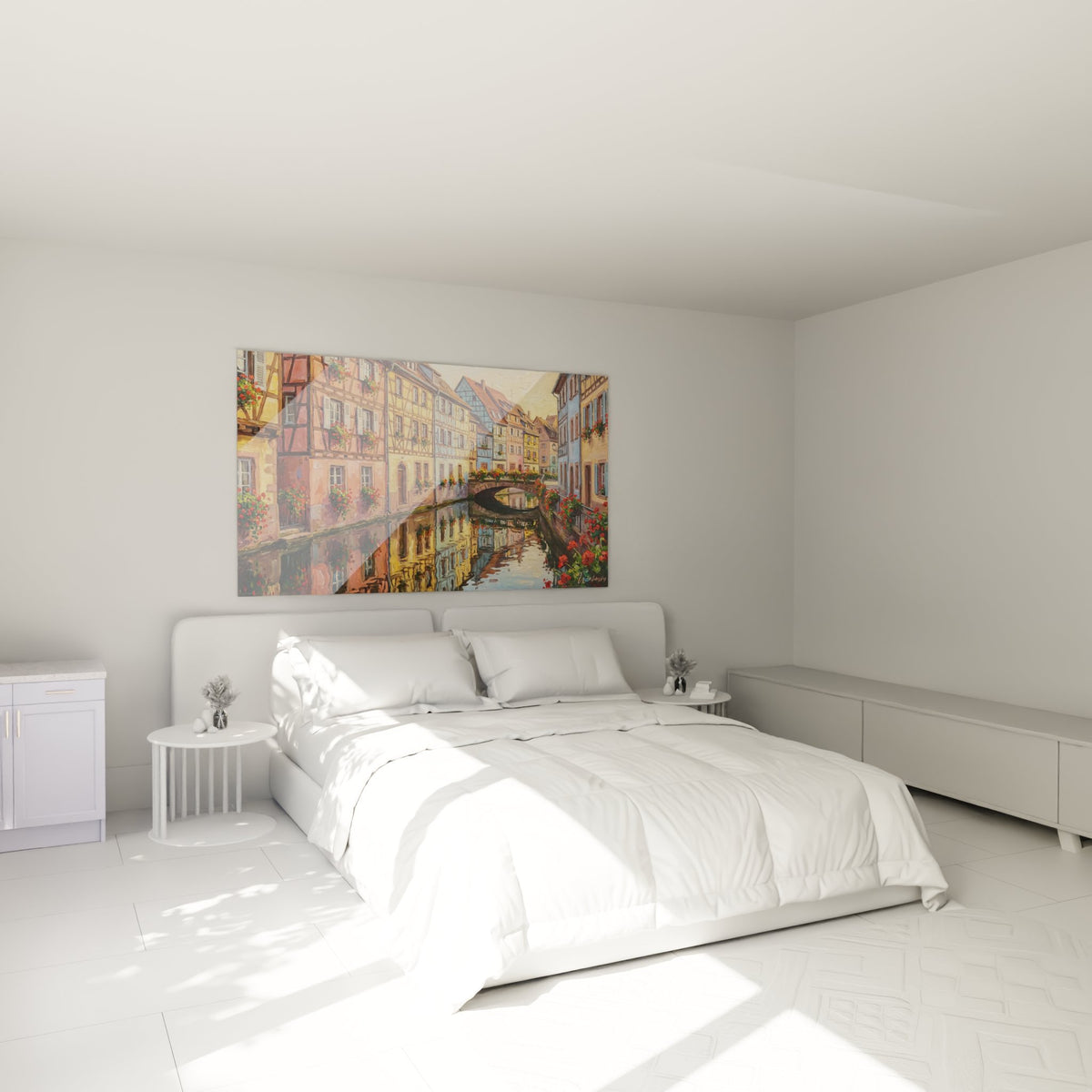 Décoration murale chambre tableau Colmar Alsace maisons colorées canal romantique ambiance cosy