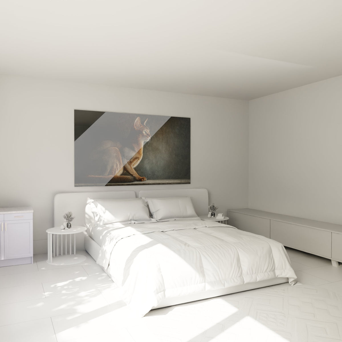 Décoration chambre avec tableau chat Abyssin élégant aux tons chauds et apaisants