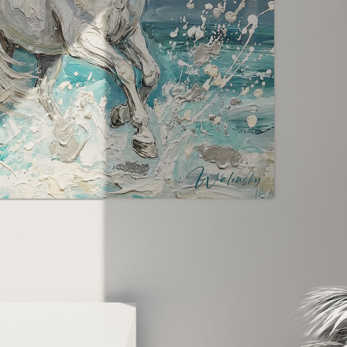 Vue d'ensemble tableau chevaux blancs galop marin - Décoration murale Edition Camargue