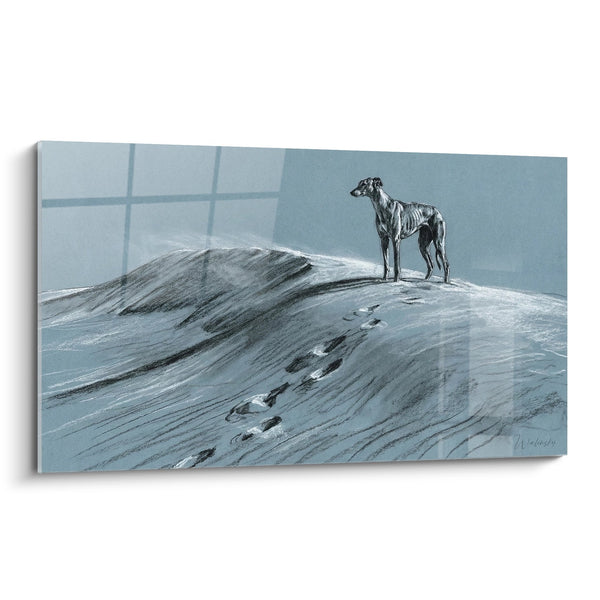 Tableau Lévrier sur Dune Enneigée - Solitude Arctique - Edition Lévrier Greyhound