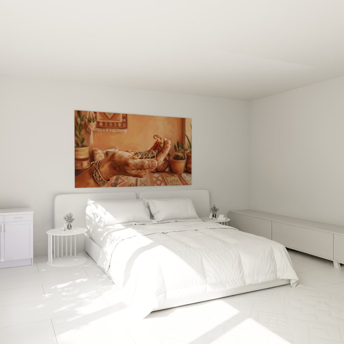 Tableau scorpion dore main sculptee dans chambre ambiance chaleureuse decoration murale