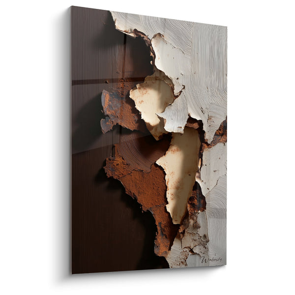 Tableau abstrait écorces et fissures blanches ocre - Matières brutes - Edition Feng shui Nord-Est Terre