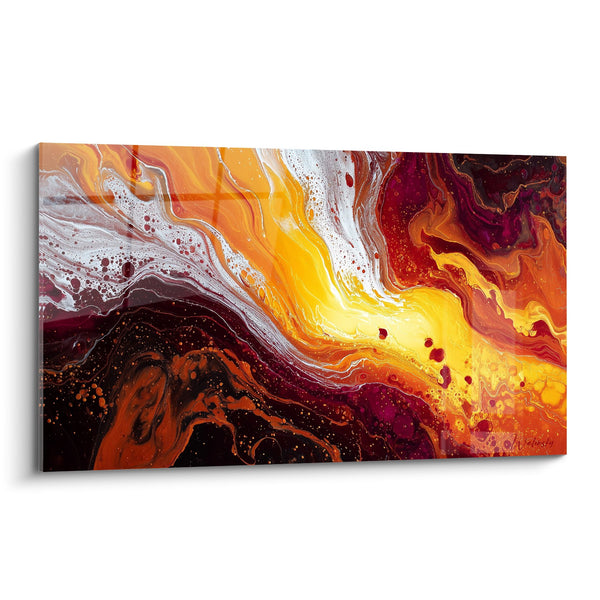 Tableau flamboyant aux couleurs rouge orangé et jaune doré - Fusion ardente - Edition Feng shui Sud Feu
