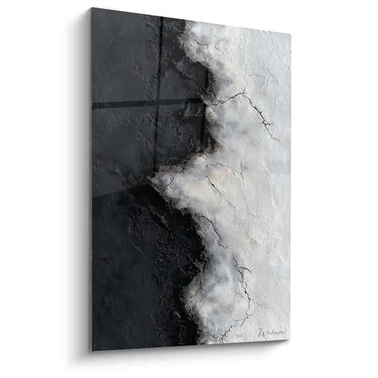 tableau abstrait texture craquelée noir blanc dégradé feng shui nord-ouest métal décoration murale moderne