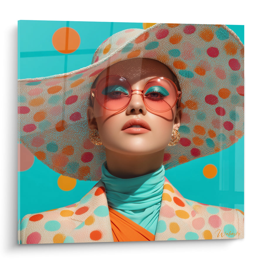Tableau Chapeau à pois turquoise et orange - Éclat estival - Edition Accessoires de mode