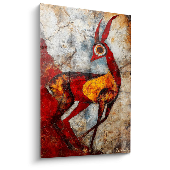 Tableau antilope rouge stylisée - Écho primitif - édition Fresques préhistoriques