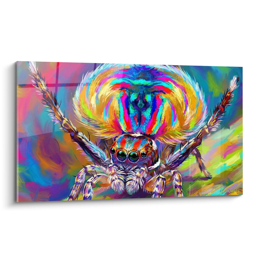Tableau Araignée Multicolore aux Couleurs Psychédéliques et Yeux Émeraude - Explosion Chromatique - Edition Araignée