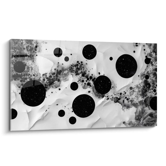 Tableau tacheté noir et blanc de Walensky avec des cercles noirs sur fond blanc