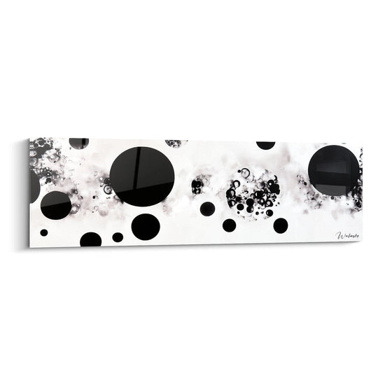 Tableau moderne Walensky en noir et blanc avec des taches et des cercles décoratifs