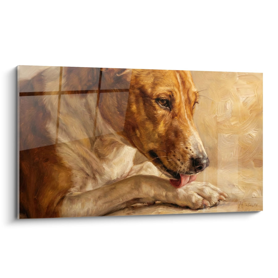 Tableau Chien Roux Langue Rose au Repos - Portrait Intime - Edition Basenji