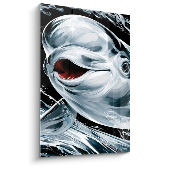 Tableau Beluga blanc et noir gueule rouge écarlate - Sourire écarlate - Edition Beluga