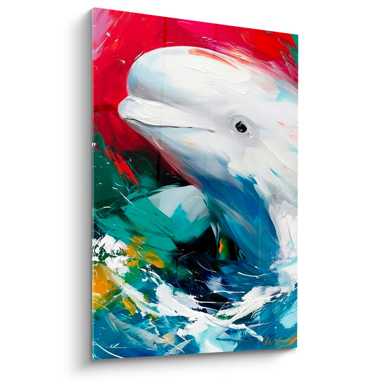 Tableau Beluga fond rouge et vert émeraude vif - Éclat cramoisi - Edition Beluga
