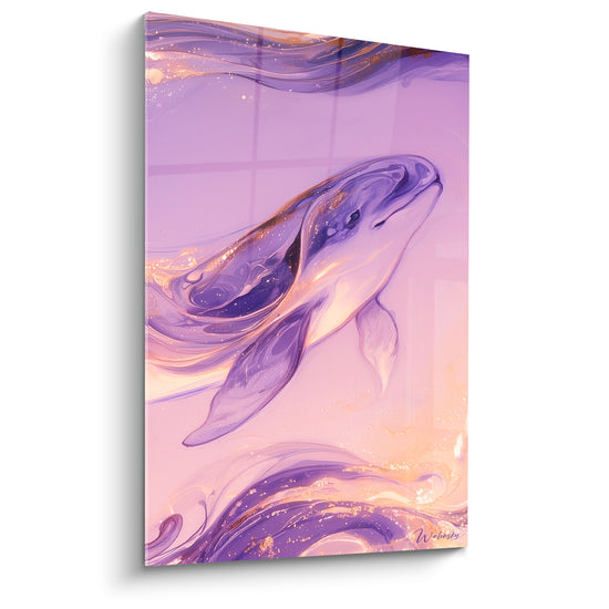 Tableau Beluga violet et doré aux volutes marbrées - Songe océanique - Edition Beluga