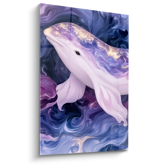 Tableau Beluga violet et lilas nageoires flottantes - Voile diaphane - Edition Beluga