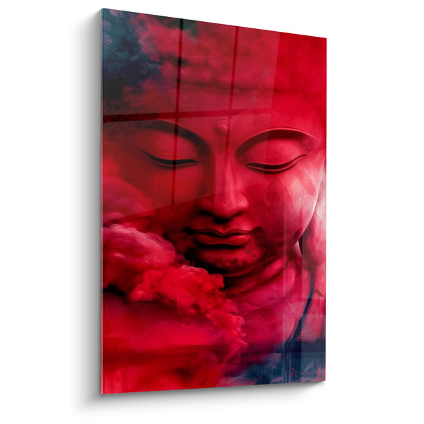 Tableau Visage rouge et bleu nuit aux nuages - Silence incandescent - Edition Bouddha