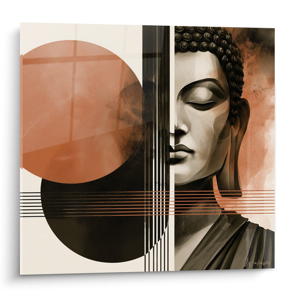 Tableau Visage de Bouddha aux cercles terracotta - Instant de méditation - Edition Bouddha