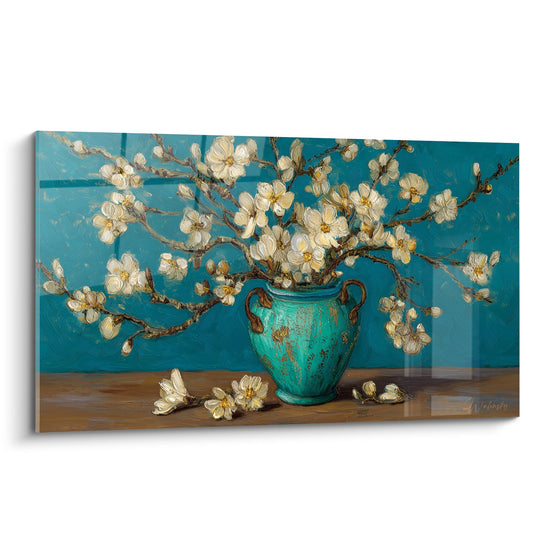 Tableau Branches Fleuries Vase Turquoise - Harmonie Zen - Edition Ikebana