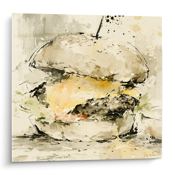 Tableau Burger crème aux touches dorées - Instant gourmand - Edition Burger