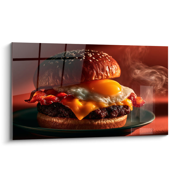 Tableau Burger doré à l'œuf fumant - Appétit immédiat - Edition Burger