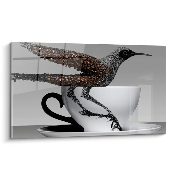 Tableau Colibri en grains de café perché - Envol matinal - Edition Café