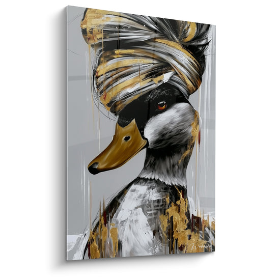 Tableau Canard au turban doré et gris - Prestance royale - Edition Canard