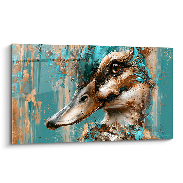 Tableau Canard bec turquoise et bronze - Regard suspendu - Edition Canard
