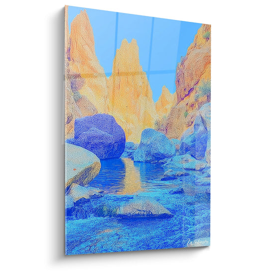 Tableau canyon rocheux - Lumières dorées sur eaux turquoise - édition Gorges et canyons