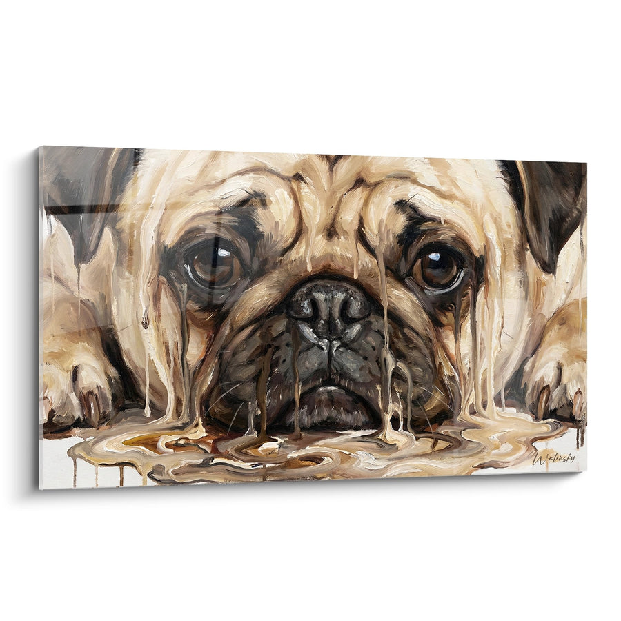 Tableau Carlin Allongé aux Tons Beiges et Bruns - Regard Attendrissant - Edition Carlin