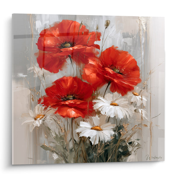 Tableau Coquelicots rouges et marguerites blanches - Bouquet des champs - Edition Coquelicot
