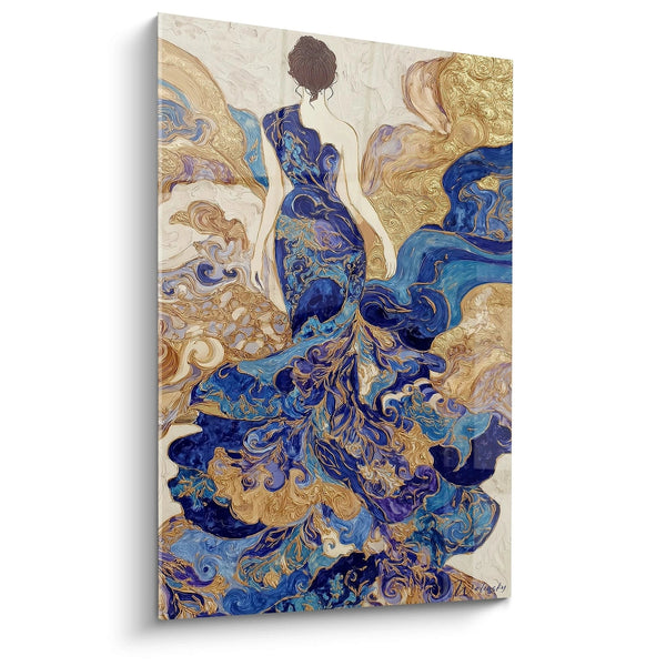 Tableau Dame de Dos - Symphonie Bleue - édition haute couture