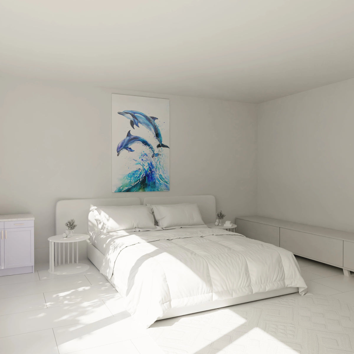 Tableau de dauphins colorés de Walensky pour décoration intérieure moderne