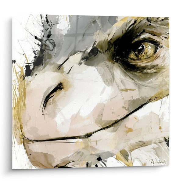 Tableau Visage doré aux traits éclatés - Regard ancestral - Edition Dragon