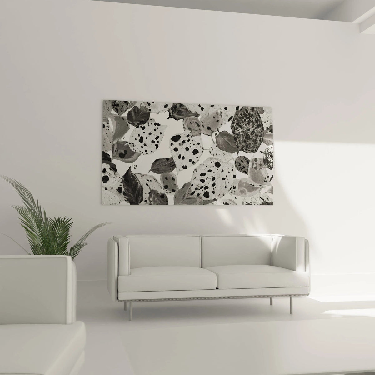 Tableau tacheté noir et blanc de Walensky avec des motifs abstraits pour une décoration moderne