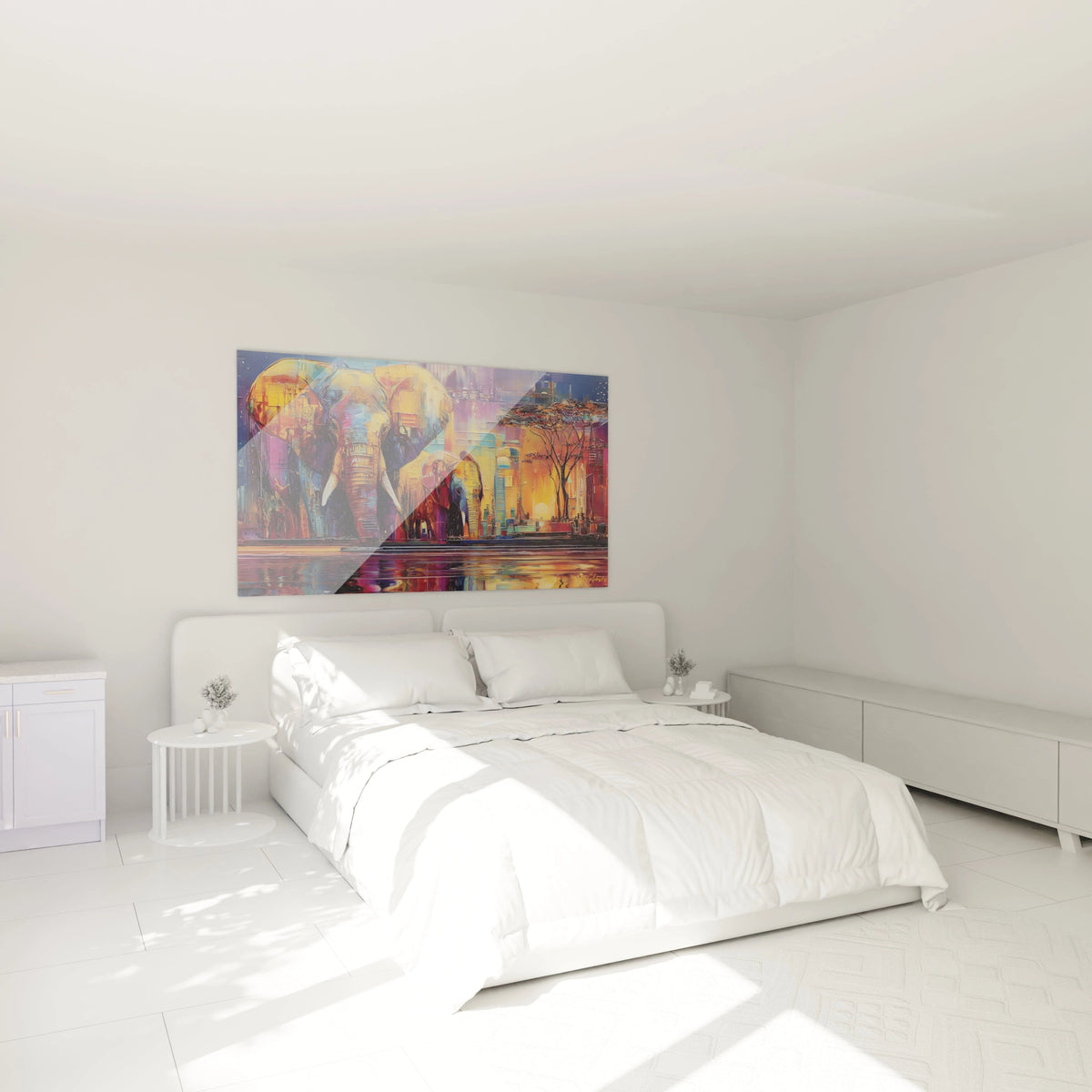 Tableau mural éléphant paysage africain de Walensky, ajoutant une touche artistique moderne à la chambre